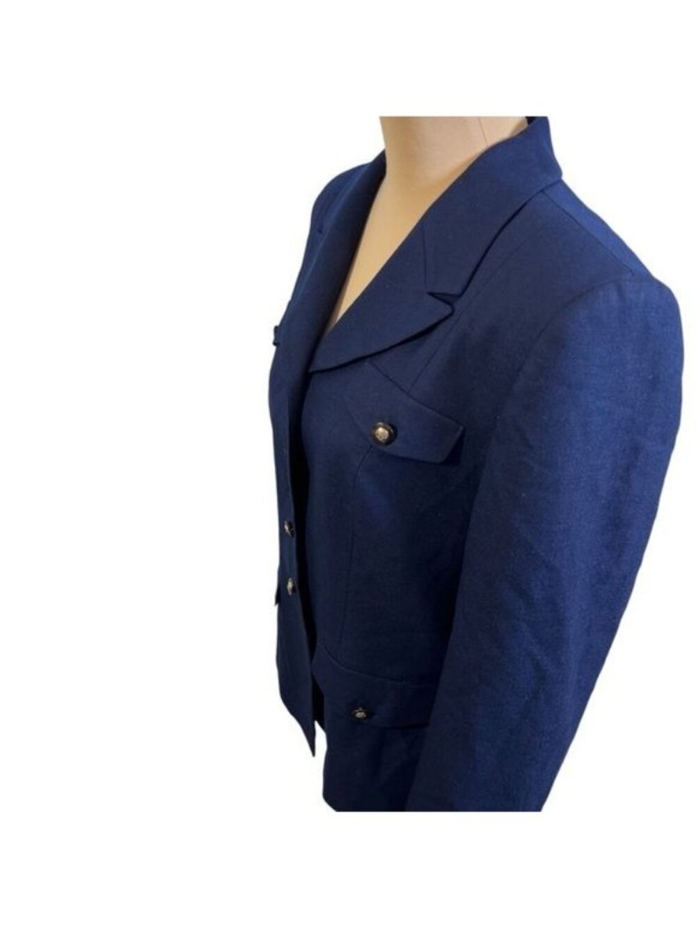 Pendleton Women’s Wool Blazer Vintage Size 10 Blue Button Accents Missing Button - Picture 3 of 6